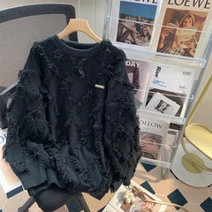 Threebooy Hip Hop Sweater American Vintage Tassel Ragged Knit Sweater Sweater Men's High Street Fashion Design Sense Small Outlets