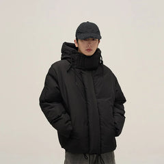 Threebooy Stand collar windproof cotton jacket men's autumn winter new loose short warm bread cotton jacket
