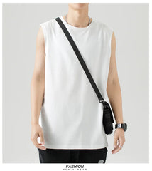 Threebooy 100% 220GSM Cotton Big Size Summer Men Clothing Tank Tops Singlets Sleeveless Fitness Vest Bodybuilding T Shirt