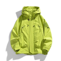 Threebooy Windbreakers Men Hooded Jacket Zipper Coat Cargo Waterproof Black Bomber Camping Loose Thin Softshell Hooded Hiking Jacket