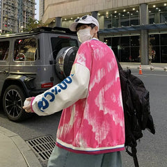 Threebooy Tie-dye Love Baseball Uniform Men Loose Jacket Ins Trend