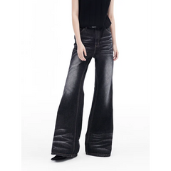 Threebooy Spring Autumn washed black micro flared retro jeans versatile casual pants men's long pants