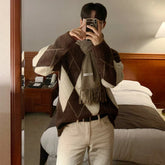 Threebooy Autumn Men's Casual Knitted O Neck Pullover Sweater Light Luxury Korean Patchwork Leisure Long Sleeve Tops Autumn Clothing
