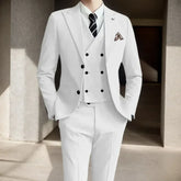 Threebooy Solid Color Formal Business Suits High-quality Wedding Art 3 Pieces Blazer Vest and Pants Set for Wedding Dresses Banquet