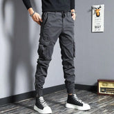 Threebooy Harem Cargo Pants for Men Y2k Multi Pocket Fashion Navy Slacks Casual Slim Stretch Loose Stacked Outdoor Hip Hop Trousers