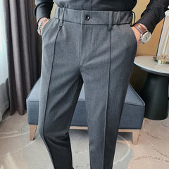 Threebooy Korean Style Men Spring High Quality Leisure Pants/Male Slim Fit Fashion Solid Color Office Dress Trousers Plus size 29-36