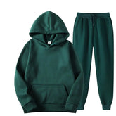 Threebooy Mens Spring Autumn Solid Color Hoodie Set Hooded Sweatshirt + Jogger Pants 2-Piece Sportswear