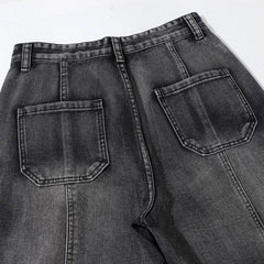 Threebooy Vintage Washed Mens Denim Trousers High Street Distressed Baggy Jeans Unisex Straight Loose Casual Cargo Pants Oversized