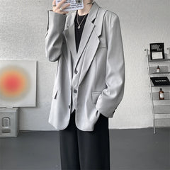 Threebooy 2025 Men Loose New Fashion Blazer Suit Jacket man Casual Double layer collar design Male Blazers Mens Coat Wedding Dress