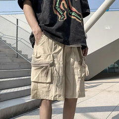 Threebooy high quality overalls shorts men summer multi-pocket hipster American casual Japanese y2k pants super handsome sweatpants