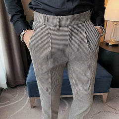 Threebooy British Style Dress Suit Pant Man Plaid Suit Pant Men Designer Gentlemen Business Casual Work Pant Trousers
