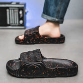 Threebooy Men Summer Casual Slippers Mens Black Slides Slip On Soft Lightweight Indoor Home House Beach Shoes