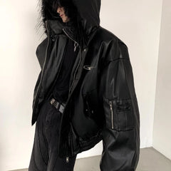 Threebooy Men's Cotton Coat Hoodie Design Thick Autumn Winter Darkwear Long Sleeve With Hat Male Tops Streetwear