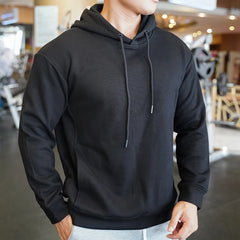 Threebooy Hooded Running Gym Men T Shirt Long Sleeve Loose Sports Sweatshirt Fitness winter Thick cotton comfort breathable With hood