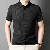 Threebooy Men's Summer New Short Sleeved Polo Shirt High-quality Ice Silk Slim Fit Casual Top Fashionable Printed Short Sleeved T-shirt