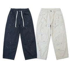Threebooy Mens Vintage Graffiti Pants Harajuku Baggy Casual Lumberjack Trousers Men Streetwear Japan Style Solid Cargo Wide Leg Pants Male