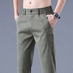 Threebooy Summer New Thin Breathable Versatile Casual Pants Men's Solid Button Zipper Pockets Patchwork Fashion Korean Straight Trousers