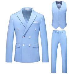 Threebooy Full men's suits Notched lapel Double Breasted Three-piece suit for Wedding dresses Graduation casual suit Banquet
