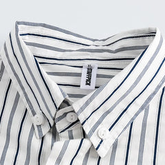 Threebooy Men Retro Striped Shirt Hip Hop Streetwear Oversize Shirt Chest Pocket Harajuku Long Sleeve Checkered Patchwork Shirt Coats