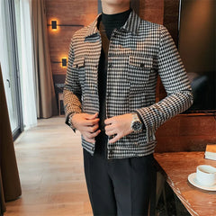 Threebooy Men Spring High quality Casual Jackets/Male Spring and Autumn Plaid Lapel Business Coat/Man Slim Fit British Jackets S-3XL