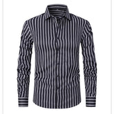 Threebooy Men's Striped long sleeve Office Shirt Non-ironing Anti-wrinkle Workwear Comfortable Breathable Business Casual Dress Shirts Men