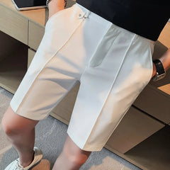 Threebooy New Five-point Pants Men's Summer Trend Casual 5 Points Mid Pants Wild Youth Loose White Suit Shorts Bermuda Masculina