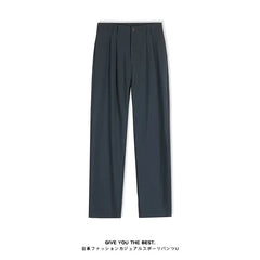 Threebooy Men's Light Luxury Draped Baggy Suit Pants Casual Button-down Solid Color Straight Premium Elegant Dress Pants 2025 New S-4XL