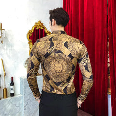 Threebooy Luxury Vintage Men's Shirt Slim Long Sleeve Streetwear Shirts Male Casual Business Formal Dress Shirts Social Party Tuxedo