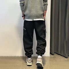 Threebooy Cargo Joggers Mens Casual Straight-Leg Contrasting Casual American Cotton Loose Cargo Pants Street Fashion Sweatpants For Men