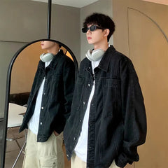 Threebooy Trendy Men's Denim Jacket Autumn Winter, Ripped & Patchwork Design, Oversized Fit, Urban Street Style, Unisex