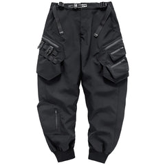 Threebooy Streetwear Cargo Pants Harajuku Hip Hop Joggers Men Oversized Techwear Pants Multi Pockets Harem Pencil Trousers Black