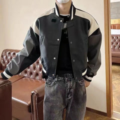 Threebooy New Autumn And Winter Niche Stitching Design High-Grade Leather Jacket American Retro High Street Fashion Casual Y2k Jacket Men
