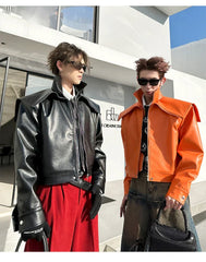 Threebooy Men's Luxe Zip Faux Leather Jacket