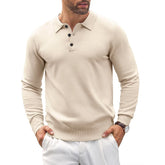Threebooy Outdoor Mens Knit Long Sleeve Polo Sweater Casual Classic Polo Shirts Button Down Sweaters Thermal Pullover Lightweight Sweater