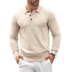 Threebooy Outdoor Mens Knit Long Sleeve Polo Sweater Casual Classic Polo Shirts Button Down Sweaters Thermal Pullover Lightweight Sweater