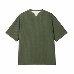 Threebooy Summer Short Sleeved T-shirt Men Casual Pleated T Shirt Men Streetwear Hip-hop Loose Striped T Shirt Mens Top Large Size 5XL