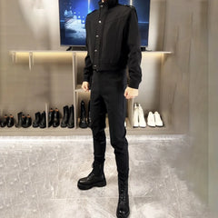 Threebooy Mens Jacket Workwear Motorcycle Rider Jacket Autumn Fashion Youth Campus Leisure Biker Male Long-Sleeve Top Men'S Clothing