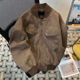 Threebooy American Retro Workwear Jacket Men Women Clean Fit Vintage Fashion Loose Casual Spring Autumn Outerwear Zipper Up Coat