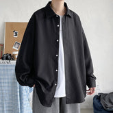 Threebooy Spring Simple Black Long Sleeve Shirts Men Korean Mens Harajuku White Oversized Shirt Male Button Up Shirts Blouses 5XL-M