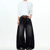 Threebooy Autumn New Retro Curved Knife Jeans Fashionable Men'S Jeans Casual Wide Leg Pants Loose Straight Leg Pants Pants