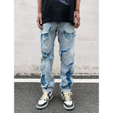 Threebooy Grunge Y2K Streetwear Baggy Ripped Jeans Pants Men Clothing Washed Blue Straight Denim Trousers Pantalon Homme