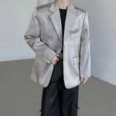 Threebooy High Grade Metal Ring Blazers Men Leisure Loose Suit Jackets Male Lapel Fashion Streetwear Coat All-match Korean Suit-tops