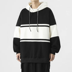 Threebooy Men's Fashion Colorblock Pullover Casual LooseFit Long Sleeve Trendy Drawstring Hoodie Sweatshirt Man Big Size Tops