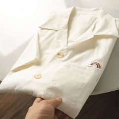 Threebooy Japanese Linen Tops Summer Korean Style Men's Embroidered Loose Casual Cuban Collar Short-sleeved Shirt Aesthetic Academy Chic