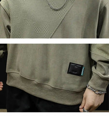 Threebooy Men New Spliced pullover Original Fashionable Solid Color Versatile Casual Long-sleeved Sweatshirts