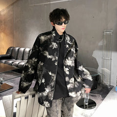 Threebooy Men's High Quality Printed Texture Jackets Streetwear Casual Jacket Male Autumn New Couple Fashion Loose Zipper Coat