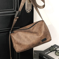 Threebooy Fashion Crossbody Bag Men Soft PU Leather Shoulder Messenger Bag For Men Large Capacity Fitness Crossbody Bags Satchel Ipad Bag