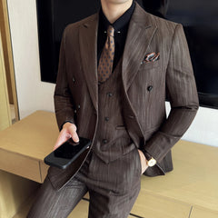 Threebooy Business Men's Clothing groom suit Wedding suit men 3 Piece jacket vest pants2025 new High-end business suit set dress