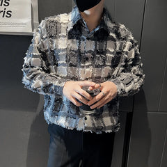 Threebooy ClothingMen's Spring High Quality Long Sleeve Shirts/Male Loose Plaid Lapel Casual Club Shirts M-2XL