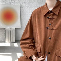Threebooy Corduroy Shirt Men Casual Turn Down Button Long Sleeve Shirts Streetwear Leisure Luxury Clothing Chemise Homme
